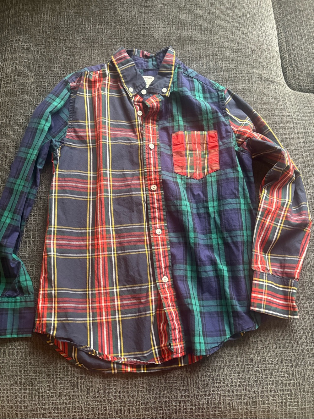 Boys Jcrew Crewcuts Multi-Color Plaid Button-Down Shirt, Size 10